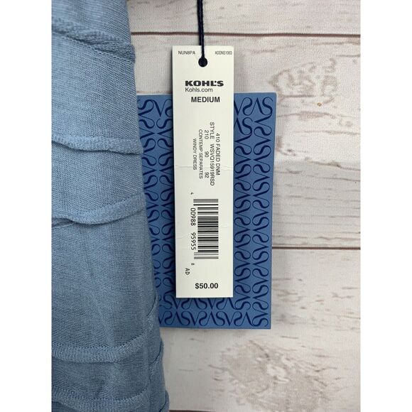 Simply‎ Vera Wang Dress Womens Medium Blue Sleeveless Knit drawstring waist NEW - Picture 4 of 6